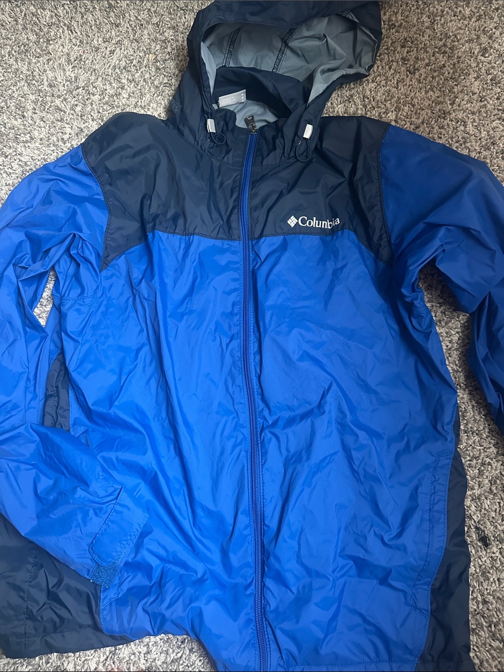 Columbia Blue Two-Tone Hooded Windbreaker Jacket